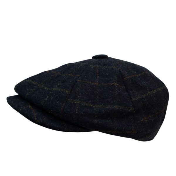 Wool Blend Windowpane Check Tweed Newsboy Flat Cap Classic Traditional Peak 8 Panel Tweed Check Wool Newsboy Cap Retro