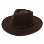 Fedora Hat for Men & Women Wide Brim Indiana Jones Hats–  with Leather band 100% Wool Pure Leather Band