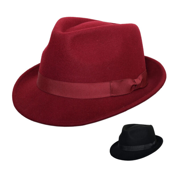 Classic Trilby Fedora Hat Summer Ribbon Band Casual Hat Wide Brim Sun Protected Wool Trilby Hats (Copy)