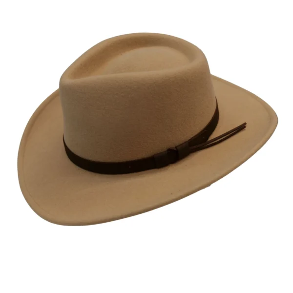 Handmade Fedora Hat for Men & Women Wide Brim Indiana Jones Hats–  with Leather band 100% Wool Pure Leather Band