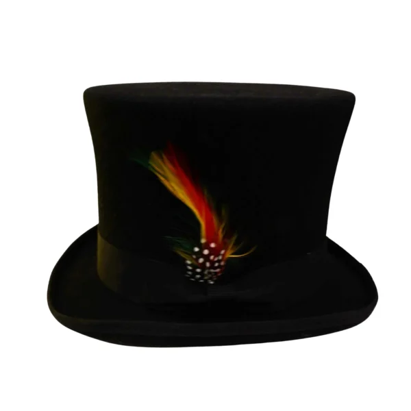 Handmade Pure Wool Top Hat for Men Satin Lined Topper Hat Mens Tophat Christmas Costume Cap, Wool felt Top Hats for Men | Removeable Feather, High Crown & with Satin lining