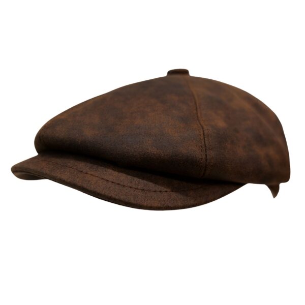 Leather Style Mens 8 Panel Razor Baker Boy Hat PU Leather Blinders Newsboy Flat Cap Black Brown