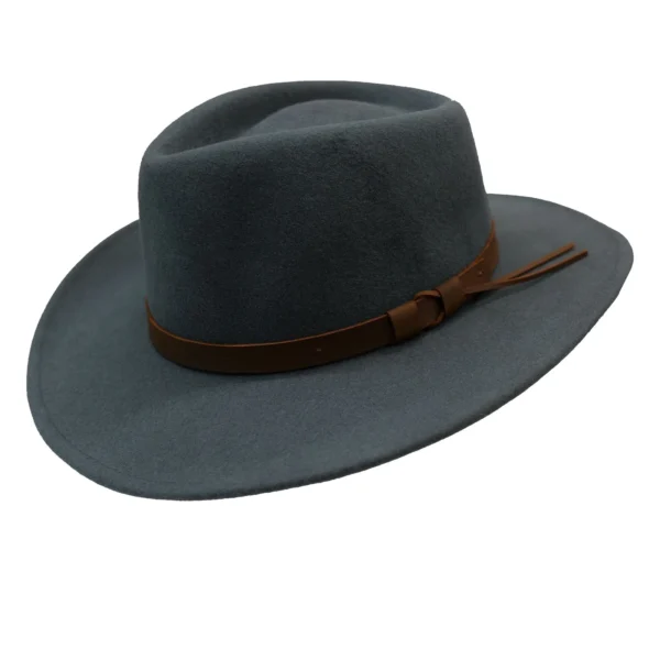 Fedora Hat for Men & Women Wide Brim Indiana Jones Hats–  with Leather band 100% Wool Pure Leather Band
