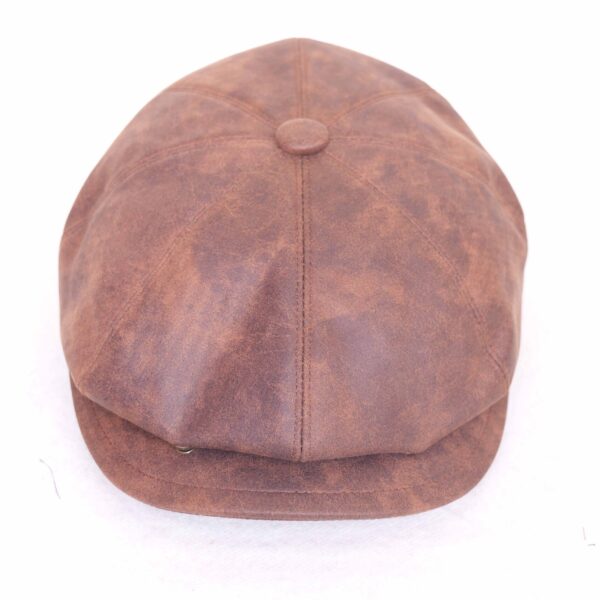Leather Style Mens 8 Panel Razor Baker Boy Hat PU Leather Blinders Newsboy Flat Cap Black Brown