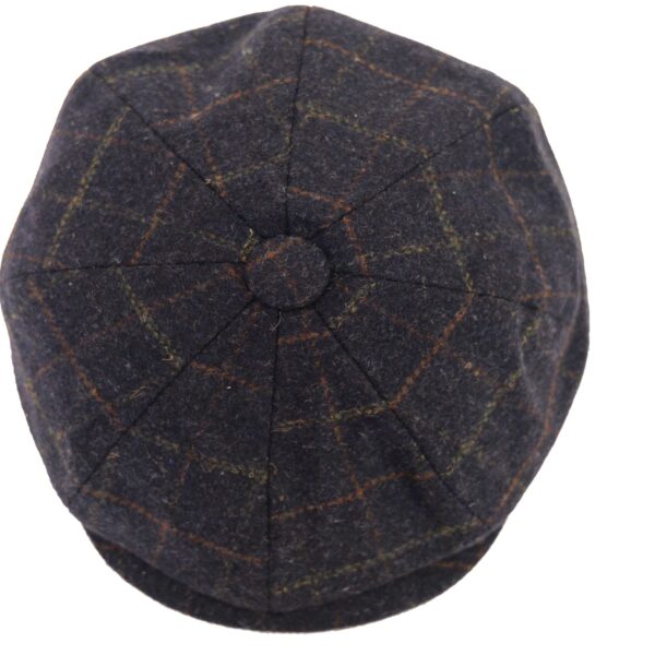 Wool Blend Windowpane Check Tweed Newsboy Flat Cap Classic Traditional Peak 8 Panel Tweed Check Wool Newsboy Cap Retro
