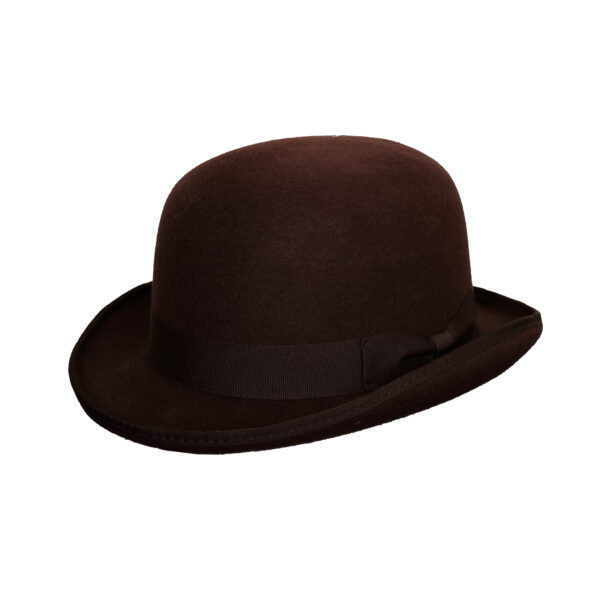 Wool Handmade Bowler Hat, Hard Authentic English Wool Bowler Hat, Formal Round Crown Derby Hat with Curved Brim, Formal Derby Hat with Curved Brim, Men’s Bowler Hat