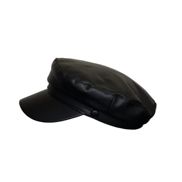 Black Captain Cap for Women – Traditional Captain’s hat with Waterproof – Silky Sailor Cap – Peaked Cap with Cord, Short Visor and Black Buttons Black