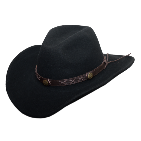 Morden Black Cowboy Hat for Women and Men, Western Pure Leather Band Hat Panama Hats Cowboy & Cowgirl Hats Felt Wide Brim Women Men Wool Fedora Hat