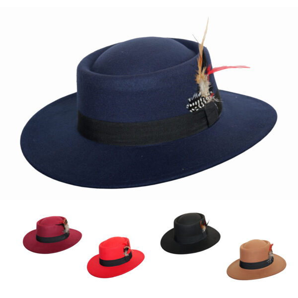 Unisex Fedora Style Boater Hat for Men Women Wide Brim Top Hat Panama Fedora Hats Wide Edge Flat