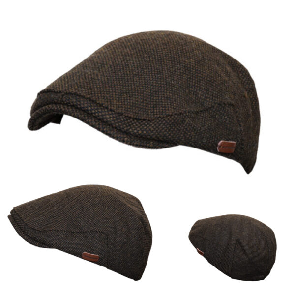 Wool Flat Hat Premium Derby Tweed Teflon Lining Elastic Closure Cambridge Flat Cap 100% Wool