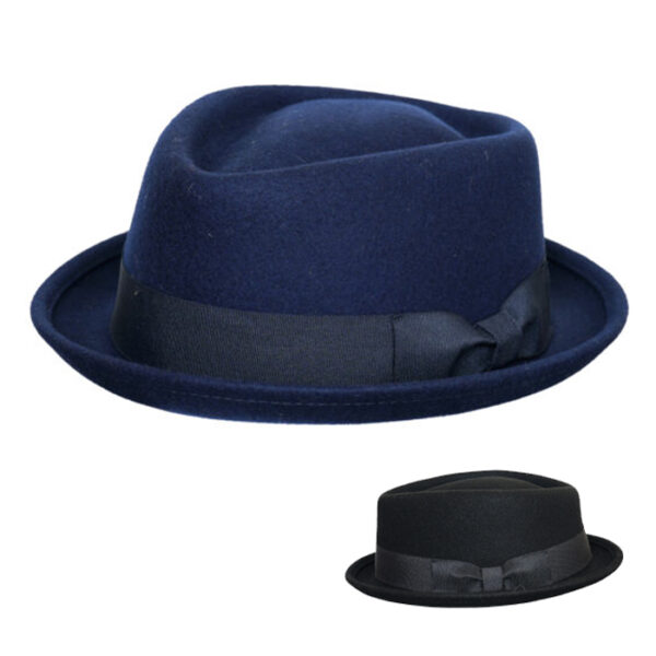 Morden Porkpie Dimond Shape Hat Elegant Winter Bowler Hat Short Brim Jazz Cap Vintage Style Gentleman Jazz Hat Warm Autumn Winter Hat Homburg Party Hat for Travel