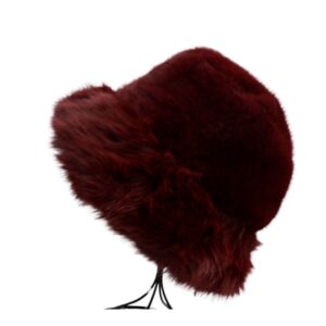 Trendy Fuax Slick Winter Fuzzy Bucket Hat Winter Bucket Hat, Unisex Warm Fleece Lined Bucket Rain Hats - Image 4