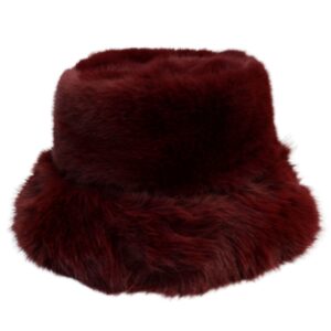 Trendy Fuax Slick Winter Fuzzy Bucket Hat Winter Bucket Hat, Unisex Warm Fleece Lined Bucket Rain Hats - Image 2