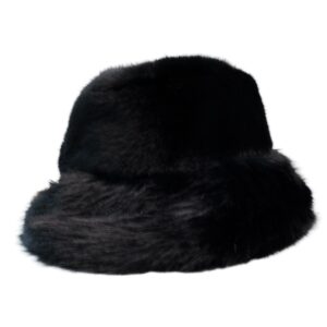 Trendy Fuax Slick Winter Fuzzy Bucket Hat Winter Bucket Hat, Unisex Warm Fleece Lined Bucket Rain Hats - Image 14