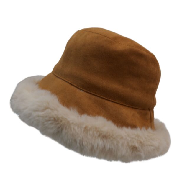 Winter Faux Fur Fuzzy Bucket Hat Winter Waterproof Bucket Hat, Unisex Warm Fleece Lined Bucket Rain Hats