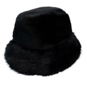 Trendy Fuax Slick Winter Fuzzy Bucket Hat Winter Bucket Hat, Unisex Warm Fleece Lined Bucket Rain Hats - Image 26