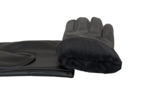 Black Women’s Winter Gloves -Leather Style, Soft, Warm Thermal, Water Proof Winter Warm Thick Fluffy inside Gloves – Daily Driving, Running, Cycling Gloves - Image 5