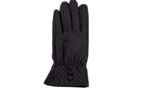 Black Women’s Winter Gloves -Leather Style, Soft, Warm Thermal, Water Proof Winter Warm Thick Fluffy inside Gloves – Daily Driving, Running, Cycling Gloves - Image 2