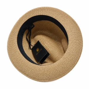 Paper Foldable Straw  C-Crown Trilby HAT Unisex Summar Brim  with Feather Straw Beach Sun Hat Summer Travel Wide Brim ,Adjust Rope inisde Outdoor , Summer Travels - Image 10