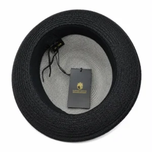 Paper Foldable Straw  C-Crown Trilby HAT Unisex Summar Brim  with Feather Straw Beach Sun Hat Summer Travel Wide Brim ,Adjust Rope inisde Outdoor , Summer Travels - Image 11