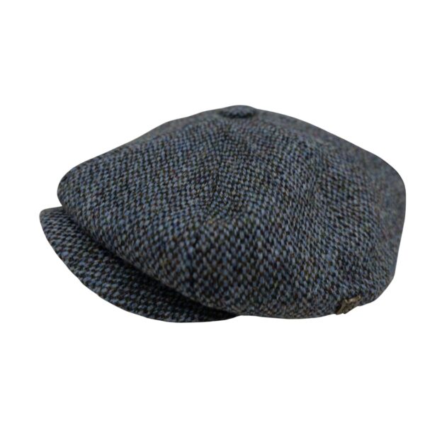 Tommy Shelby Harris Tweed Baker Boy Cap British Made Arran Traditional Grey Teal Mix Cap 100% Wool in 5 Sizes Outer Hebrides of Scotland