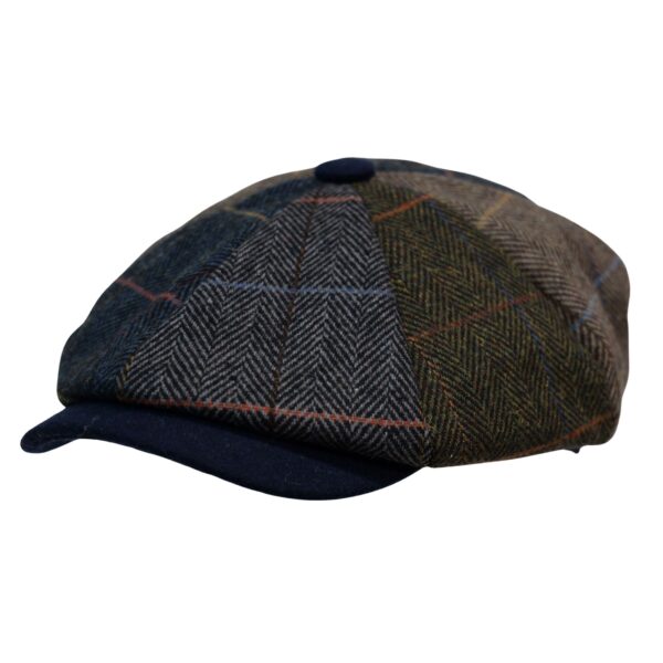 Tommy Shelby Herringbone Baker Boy Caps for Men Patch- 100% Wool Check Parten Cap in Plaid Pattern Style Tweed Flat Grand Wool Cap