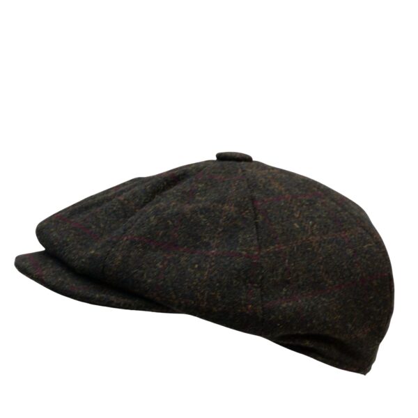 Wool Blend Green Check Tweed Newsboy Flat Cap Classic Traditional Peak 8 Panel Tweed Check Wool Newsboy Cap Retro