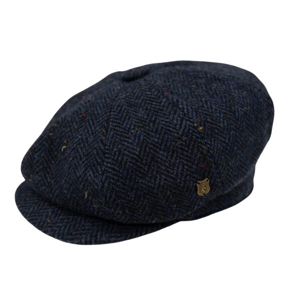 Tommy Shelby Harris Tweed Baker Boy Cap British Made Arran Traditional Navy Herringbone Cap 100% Wool in 5 Sizes Outer Hebrides of Scotland