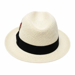 Paper Foldable Straw  C-Crown Trilby HAT Unisex Summar Brim  with Feather Straw Beach Sun Hat Summer Travel Wide Brim ,Adjust Rope inisde Outdoor , Summer Travels - Image 14