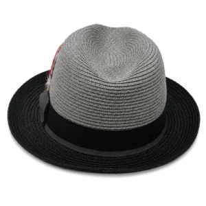 Paper Foldable Straw  C-Crown Trilby HAT Unisex Summar Brim  with Feather Straw Beach Sun Hat Summer Travel Wide Brim ,Adjust Rope inisde Outdoor , Summer Travels - Image 16
