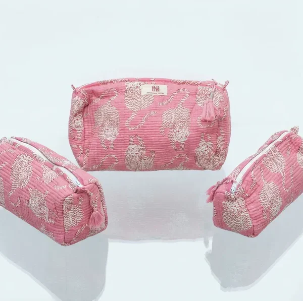 Notting Hill Quilted  Blush Bengal Quilted Travel Pouch Trio 3 in 1 Classic Modern Style