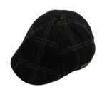 100% Wool 6-Panel  Cap Olive and Navy Check Premium British Wax 6-Panel  Flat Cap Unisex Newsboy Hat