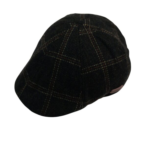 100% Wool 6-Panel  Cap Olive and Navy Check Premium British Wax 6-Panel  Flat Cap Unisex Newsboy Hat