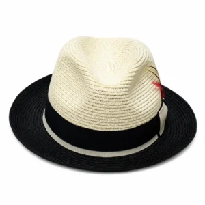 Paper Foldable Straw  C-Crown Trilby HAT Unisex Summar Brim  with Feather Straw Beach Sun Hat Summer Travel Wide Brim ,Adjust Rope inisde Outdoor , Summer Travels - Image 3