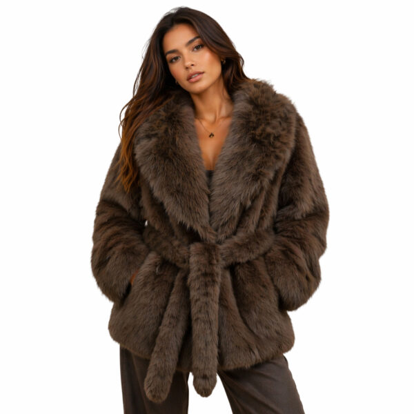 Women’s Faux Fur Coat Plush Soft Winter Jacket Elegant Warm Fashion Outerwear