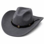 100% Wool Cowboy Hat for Women and Men, Western Pure Leather Band Hat Panama Hats Cowboy & Cowgirl Hats Felt Wide Brim Women Men Wool Fedora Hat