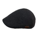 100% Wool 6-Panel  Cap Herringbone White Grey, Light Grey   Premium British Wax 6-Panel  Flat Cap Unisex Newsboy Hat