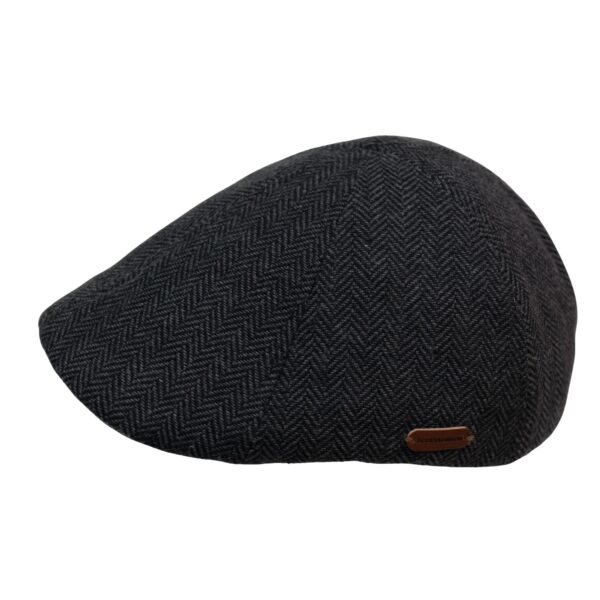 100% Wool 6-Panel  Cap Herringbone White Grey, Light Grey   Premium British Wax 6-Panel  Flat Cap Unisex Newsboy Hat