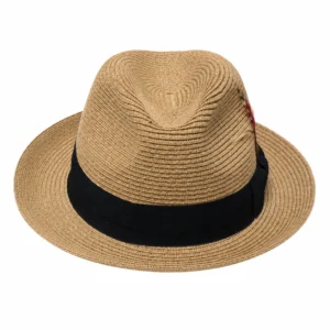 Paper Foldable Straw  C-Crown Trilby HAT Unisex Summar Brim  with Feather Straw Beach Sun Hat Summer Travel Wide Brim ,Adjust Rope inisde Outdoor , Summer Travels - Image 19