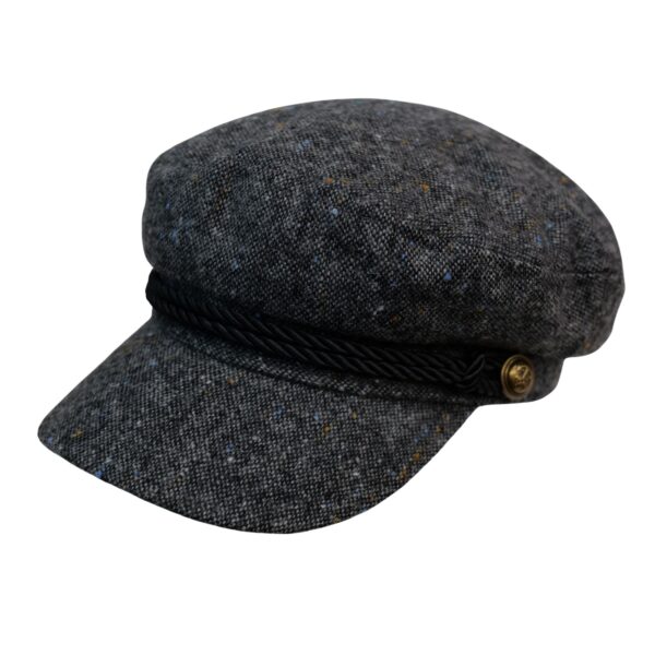 Lady Orginal Black Grey Captain Caps for Women- 100% Wool Newsgirl Cap in Plaid Pattern Style Flat Cap for Any Occasion and Season