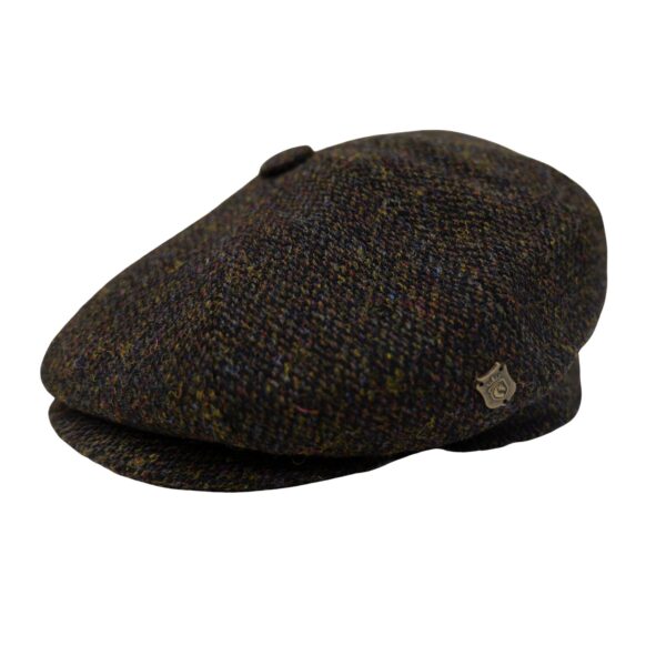 Tommy Shelby Harris Tweed Baker Boy Cap British Made Arran Traditional Dark Brown Cap 100% Wool in 5 Sizes Outer Hebrides of Scotland