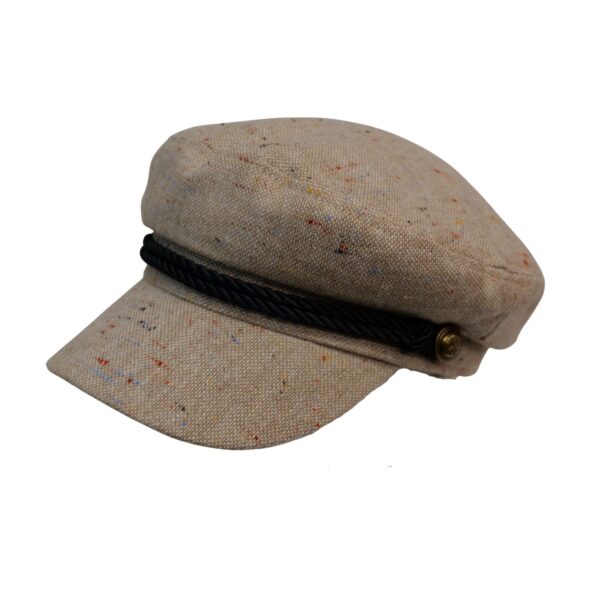 Lady Orginal Beige Captain Caps for Women- 100% Wool Newsgirl Cap in Plaid Pattern Style Flat Cap for Any Occasion and Season