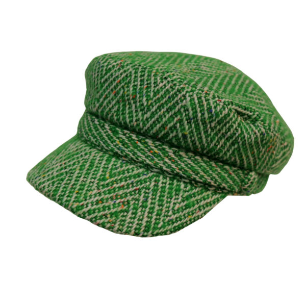 Lady Captain Green Caps for Women- 100% Wool Newsgirl Cap in Plaid Pattern Style Tweed Flat Cap for Any Occasion and Season