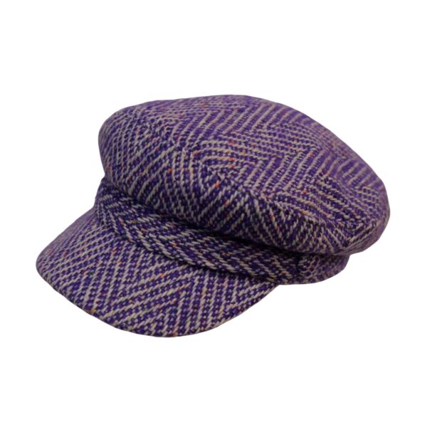 Lady Captain Purple Caps for Women- 100% Wool Newsgirl Cap in Plaid Pattern Style Tweed Flat Cap for Any Occasion and Season