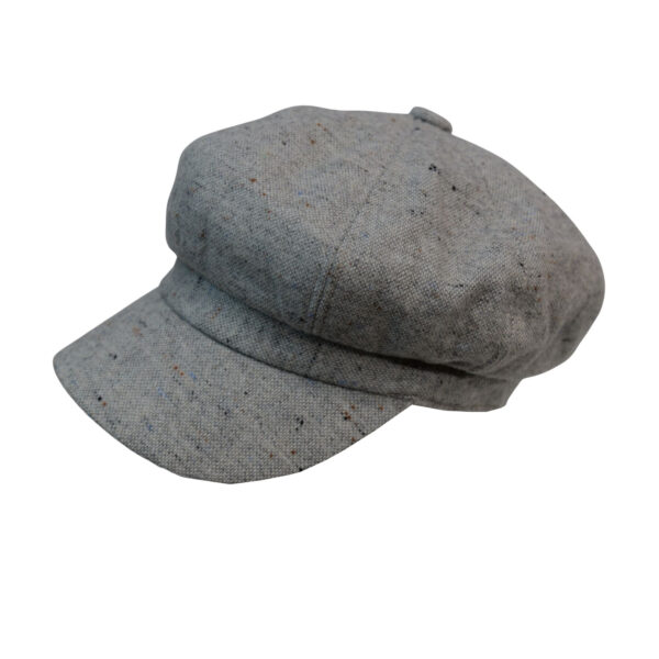 Lady Captain Creamy Grey Caps for Women- 100% Wool Newsgirl Cap in Plaid Pattern Style Tweed Flat Cap for Any Occasion and Season