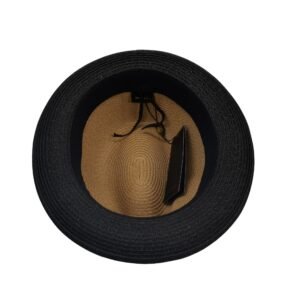 Paper Foldable Straw  C-Crown Trilby HAT Unisex Summar Brim  with Feather Straw Beach Sun Hat Summer Travel Wide Brim ,Adjust Rope inisde Outdoor , Summer Travels - Image 23