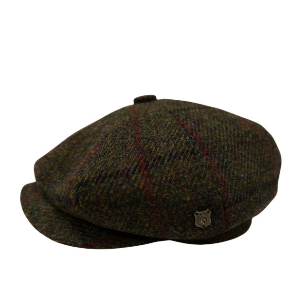 Tommy Shelby Harris Tweed Baker Boy Cap British Made Arran Traditional Olive Check Mix Cap 100% Wool in 5 Sizes Outer Hebrides of Scotland