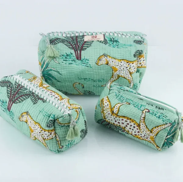 Notting Hill Quilted  Sage Savannah Quilted Travel Pouch Trio 3 in 1 Classic Modern Style