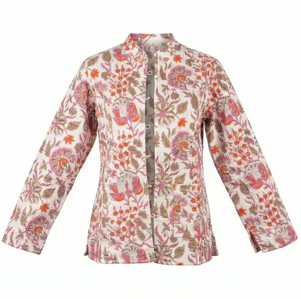 Notting Hill Lightweight, Soft Blush Garden Mandarin Jacket