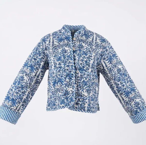 Notting Hill Lightweight, Soft Coastal Blue Botanica Quilted Jacket